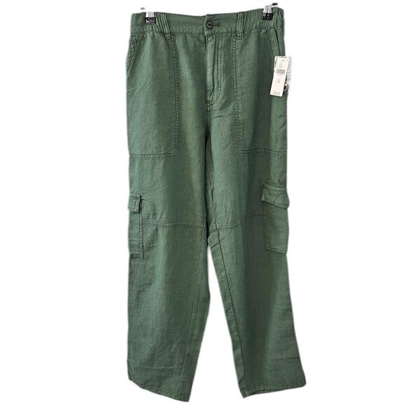 Anthropologie Pilcro Slim Linen Blend Beach Cargo Pants, Green, Size XS, NWT - Picture 1 of 10